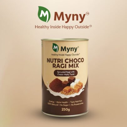 Myny Nutri Choco Ragi Mix front view – Sprouted ragi health drink for kids and adults – 100% natural, no sugar, bone health nutrition