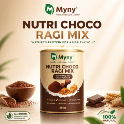 Myny Nutri Choco Ragi Mix – Sprouted Ragi with a Choco-Malty Twist | 250g